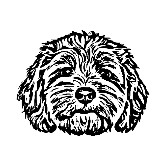 La misma mascota grabada con el estilo CLAW & WAG